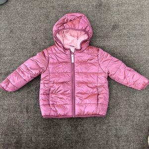 Cat & Jack Purple/Pink Metallic Puffer Jacket with Sherpa Lining